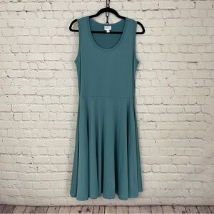 EUC LuLaRoe Teal Nicki Dress medium Blue Green sleeveless skater dress POCKETS